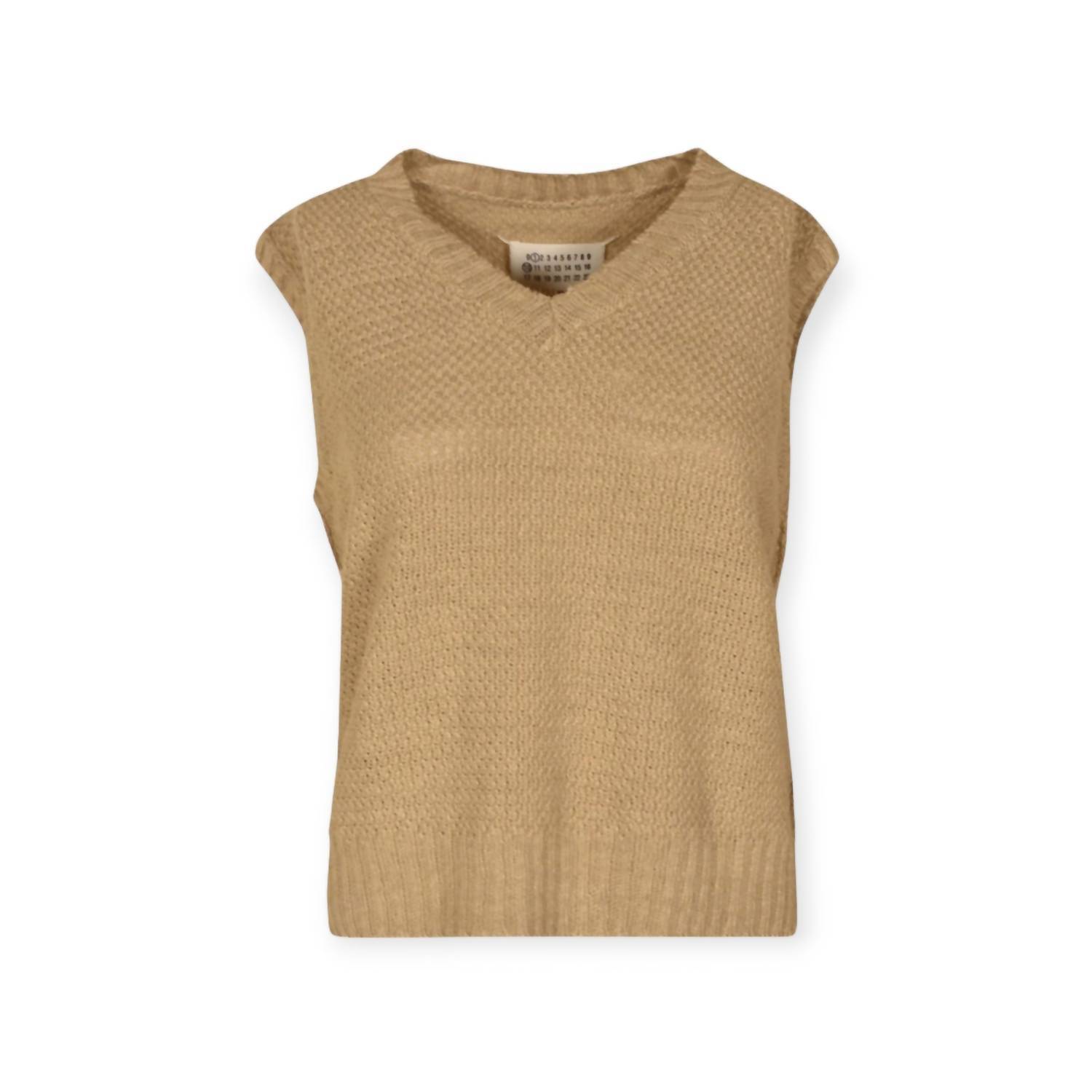 New Maison Margiela Women's Cashmere V-Neck Vest In Beige